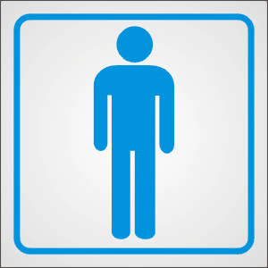 cartaz anunciando banheiro masculino