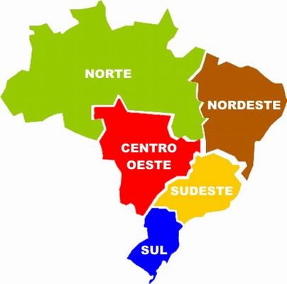 mapa do brasil por regioes. mapa do Brasil com regiões