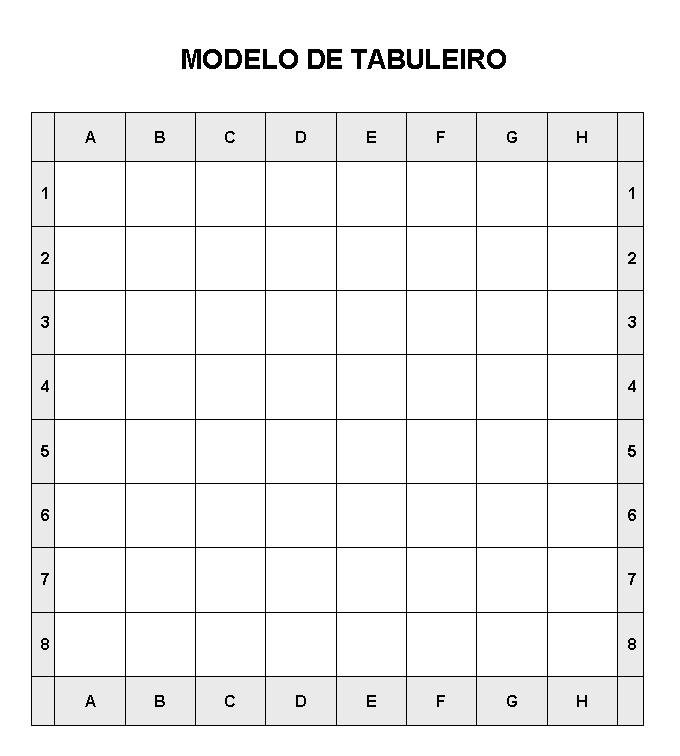 O tabuleiro de xadrez para colorir e imprimir