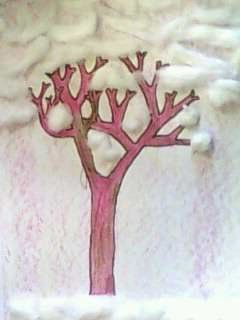 árvore rosa com algodão