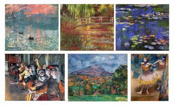 quadros de Monet, Degas, Czanne. 