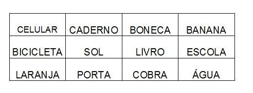 Bingo de Palavras simples com fichas e cartelas para imprimir