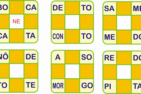 Aprender a ler e escrever: quebra-cabeça de palavras #3, Palavras com duas  sílabas