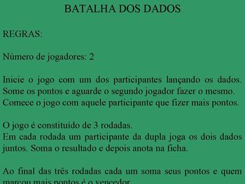 Educa Juntos  Matemática - Sequência Didática: Jogo Dados Mágicos