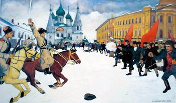 O massacre de populares durante a Revolução Russa de 1905.