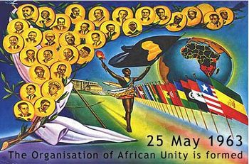 Cartaz sobre a fundaÃ§Ã£o da OrganizaÃ§Ã£o da Unidade Africana. 