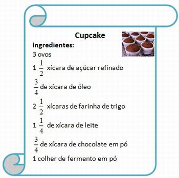 Figura 1: Receita Cupcake