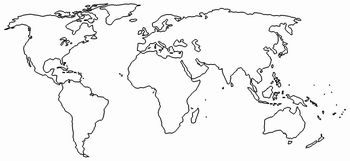 Mapa mÃºndi mudo dos continentes