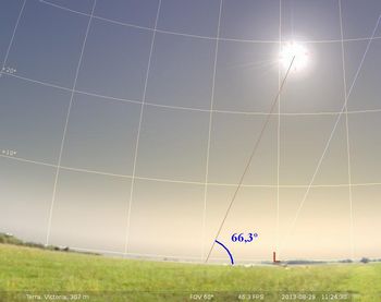 Nascer do Sol em localidade do TrÃ³pico de CÃ¢ncer com Ã¢ngulo indicado