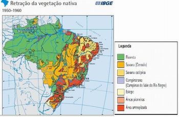 Mapa vegetaÃ§Ã£o nativa do Brasil (1950-1960)