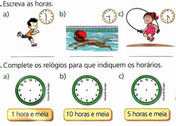 Atividades com Relógio para imprimir - Atividades Escolares