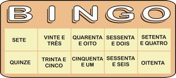 Bingo matemático: audição, prática de números: Português→estrangeiros