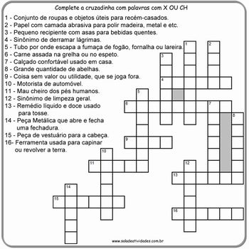 Completar com x ou ch – I – Jogos da Escola