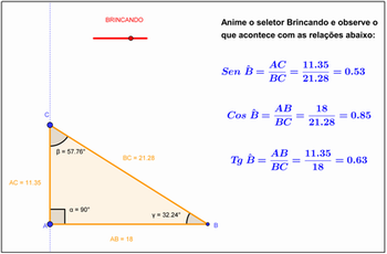 Seno e cosseno no triângulo retângulo – GeoGebra