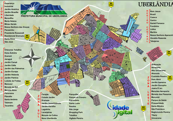 mapa com os bairros da cidade