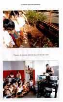 Fotos mostram alunos na horta da escola e preparo de alimentos alternativos